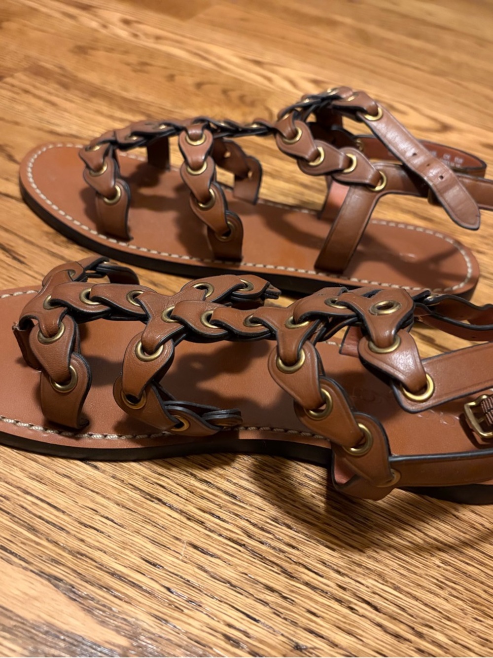 COACH Brown Leather Gladiator Sandals - Picture 2 of 4